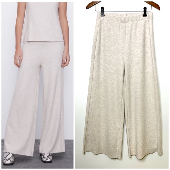 Zara Pants - ZARA High Waist Straight Leg Lounge Pants Beige M